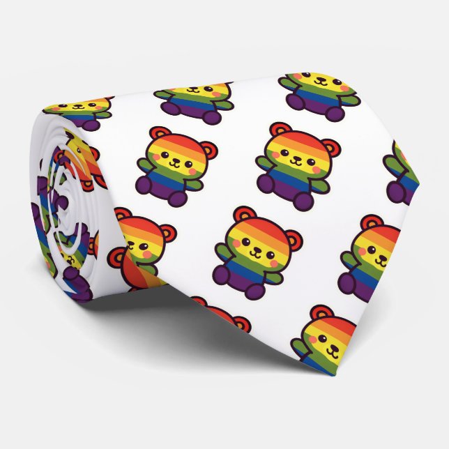 Gravata Ursinho Arco-Íris Kawaii - Uma Esmagada LGBTQ+ Org (Rolled)