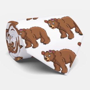 Gravata Urso bonito com ilustração de desenho animado de f