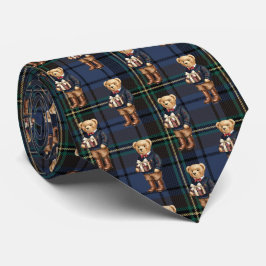 Gravata Urso de Natal Xadrez Luxuoso e Elegante