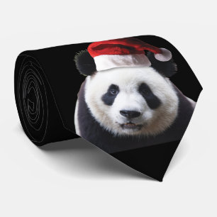 Gravata Urso de panda com chapéu do papai noel