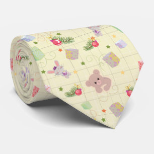 Gravata Urso de Pelúcia Elementos de Natal