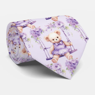 Gravata Urso de Pelúcia Roxo Lilás