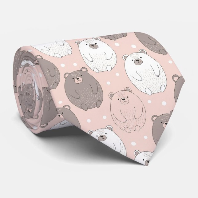 Gravata Urso Fofo - Suave Floresta Pastel (2) (Rolled)