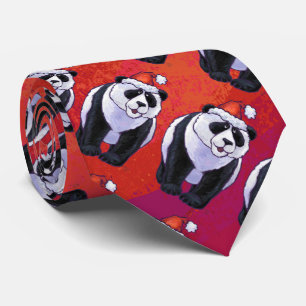Gravata Urso Panda em Santa Chapéu em Vermelho
