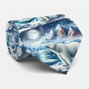 Gravata Urso Polar Aquarela Gelo Ártico