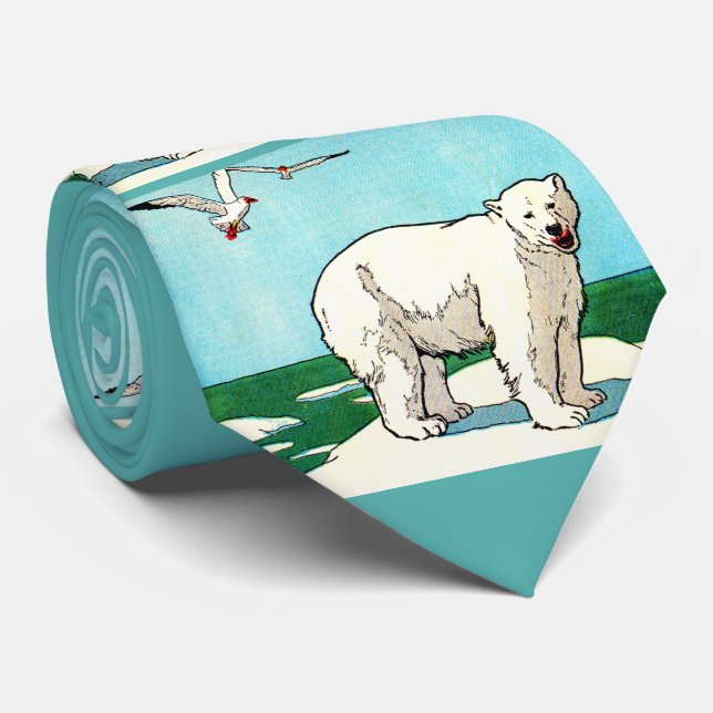 Gravata urso polar e gaivotas estampado (Rolled)