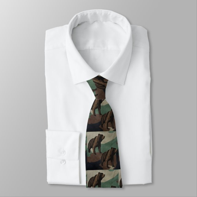 Gravata Ursos no Necktie Impressão Camo (Amarrado)