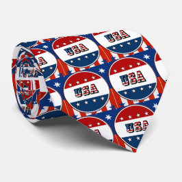 Gravata USA - American Flag and Stars in Circle #2 Necktie