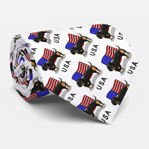 Gravata USA American Flag Dachshund Dachsie (preto & tan)