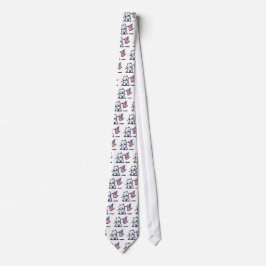 Gravata USA Flag Westie Terrier Neck Tie
