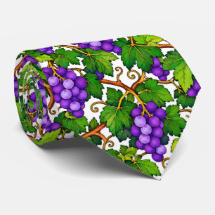 Gravata Uvas Roxas e Folhas Verdes de Vinha