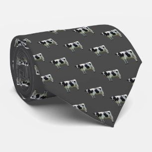 Gravata Vaca Holstein Preto e Branco Cinza Preto