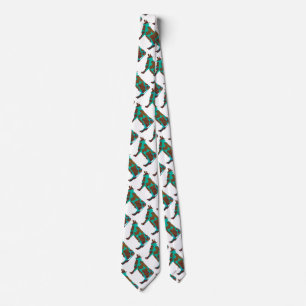Gravata Vaca Marrom e teal Silhouette