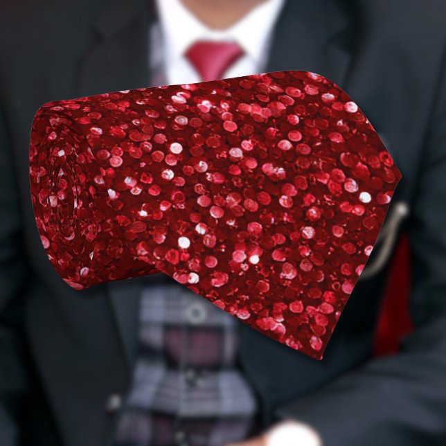 Gravata Valentine Clássico Vermelho Glitter Tendência (Criador carregado)