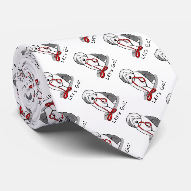 Gravata Vamos Engraçado! Sheepdog Inglês (Cinza 1) (Rolled)