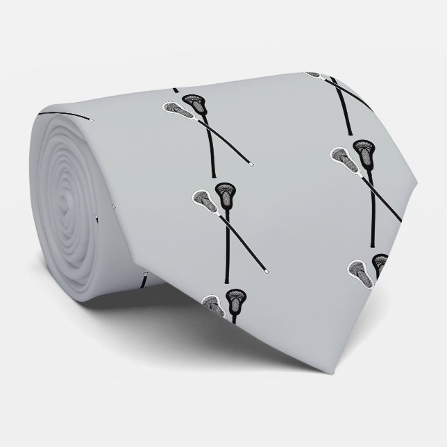 Gravata Varas do Lacrosse em preto e branco (Rolled)