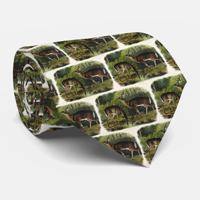 Gravata Veado comum (branco) - Quadrupedes de Audubon (Rolled)