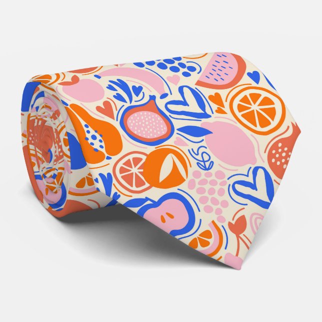 Gravata Vegetais de Frutas Azuis Laranja (Rolled)