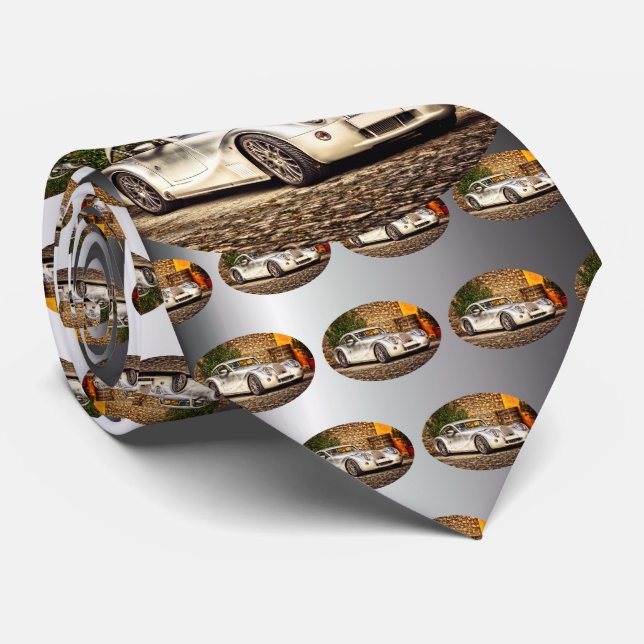 Gravata Veículo Esportivo Clássico de Prata (Rolled)