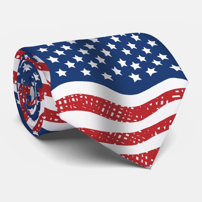 Gravata Velha Glória Americana Flags Pattern Neck Tie (Rolled)