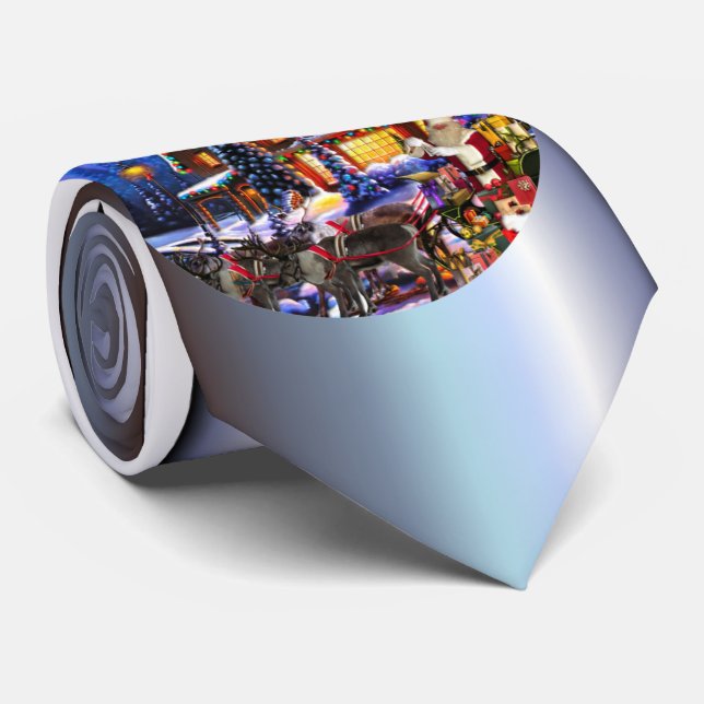 Gravata Velho Papai Noel e Reindeer (Rolled)