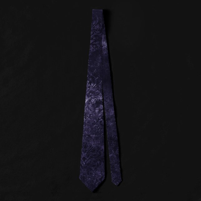Gravata Velvety Midnight Damask | Indigo Purple Grunge (Criador carregado)