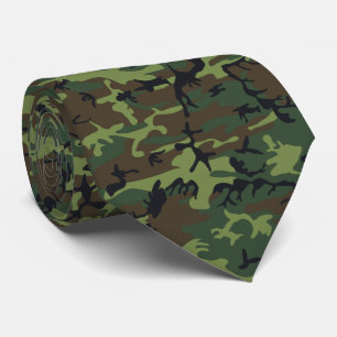 Gravata Verde Claro, Verde Escuro, Marrom, Camuflagem Pret