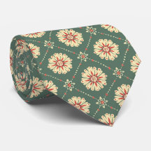 Verde com padrão floral bege