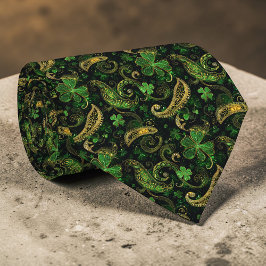 Gravata Verde do Dia de São Patrício com Trevo Per