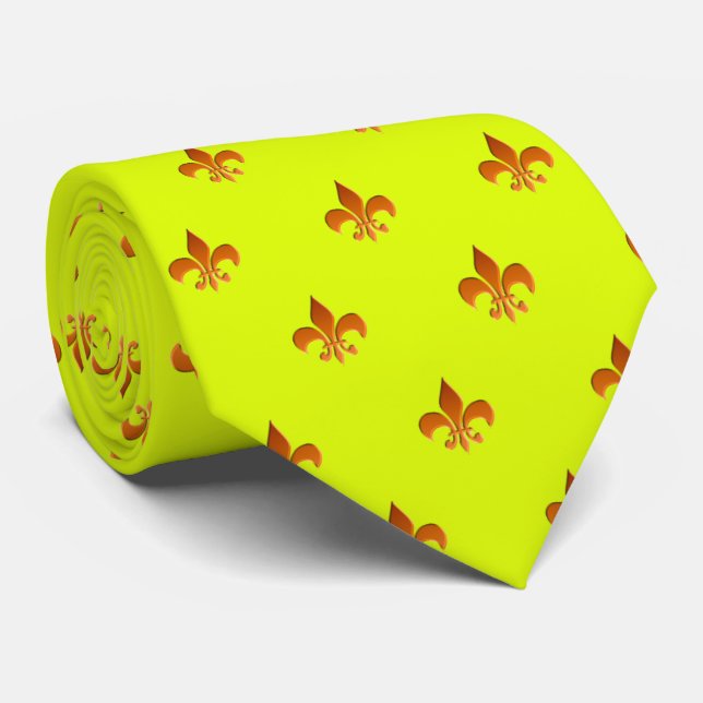 Gravata verde elétrico/flor de lis (Rolled)