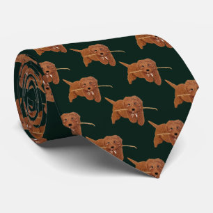 Gravata verde escura com Goldie Golden Doodle
