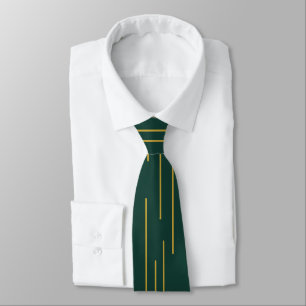 Gravata Verde Esmeralda com Linha Geométrica Doura