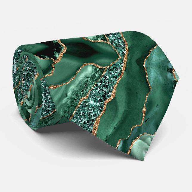 Gravata Verde Esmeralda Dourado Brilho Brilhante (Rolled)