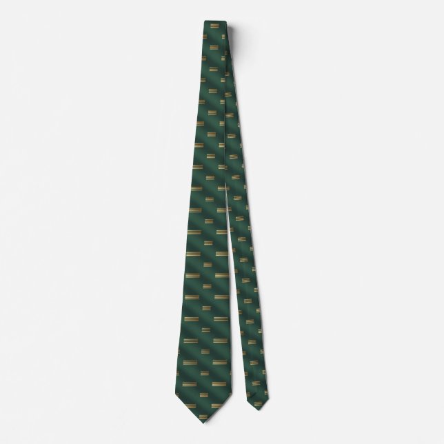 Gravata Verde Floresta e Dourado com Pinstripe Fino (Frente)