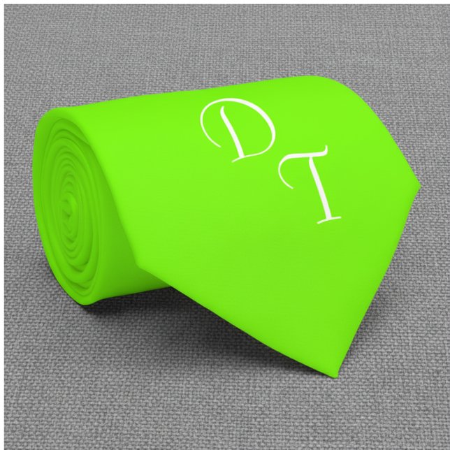 Gravata Verde fluorescente - seus monogramas (Criador carregado)