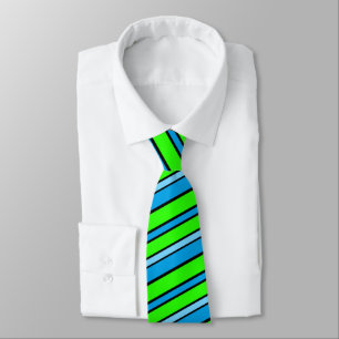 Gravata Verde limão, Azul, Preto Diagonal Stripes Masculin