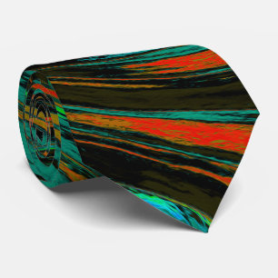 Gravata Verde limão e Grelha de Abstrato Laranja