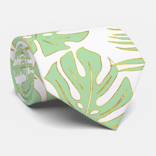 Gravata Verde-mint, monstera tropical-dourada e palmeiras