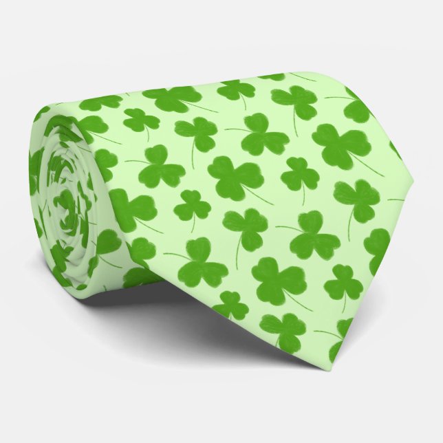 Gravata Verde-Padrão de Shamrock bonito (Rolled)