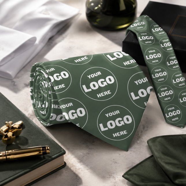 Gravata Verde Salgueiro com Logotipo Personalizado (Custom Logo Sage Green Tie - Professional Branded)