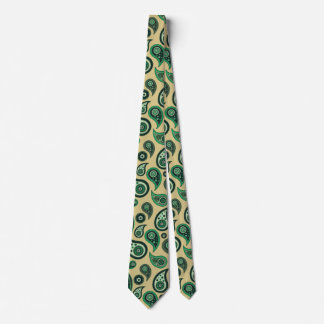 Gravata Verde sobre Beige Paisley Nicktie