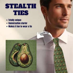 Gravata Verde Stealth com Falso Bordado de Abacate