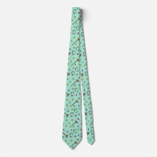Gravata Verde-Whimsical Vintage Desenhado à Mão