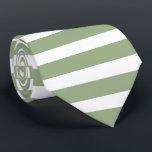 Gravata Verdes E Brancos Modernos Horizontais<br><div class="desc">Uma gravata simples e moderna,  horizontal e riscada,  em verde-sábio e branco.</div>