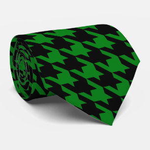 Gravata Verificação de Houndstooth de Kelly Green & Blac