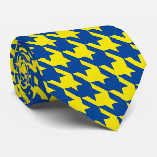 Gravata Verificação de Houndstooth Grande Amarelo e Mari