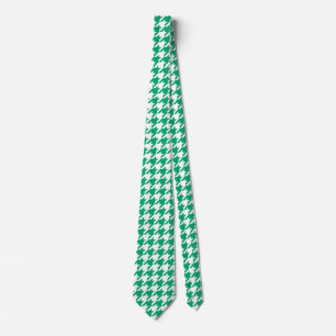 Gravata Verificação de Houndstooth Verde e Branco