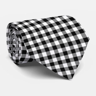 Gravata Verificações de Gingham de tamanho grande preto e