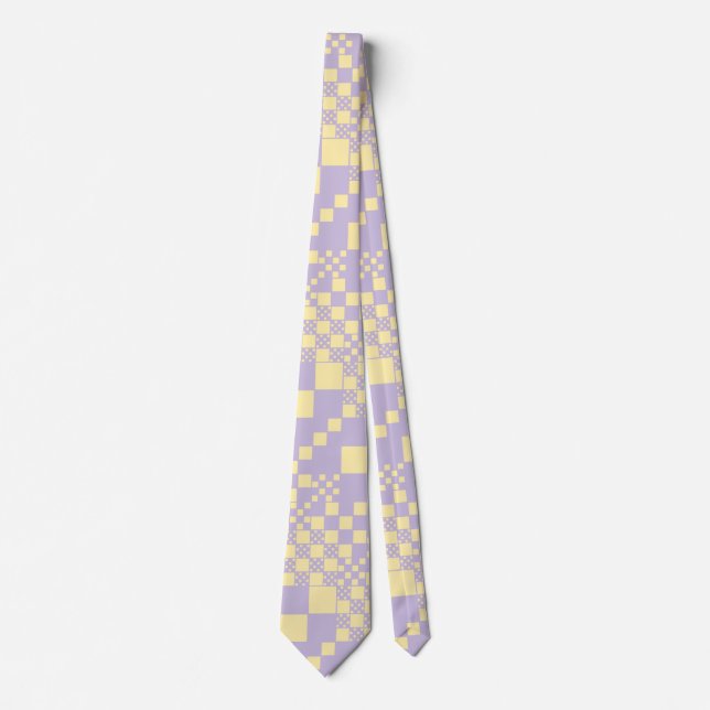 Gravata Verificados, Controlos - Amarelo Pastel e Roxo (Frente)