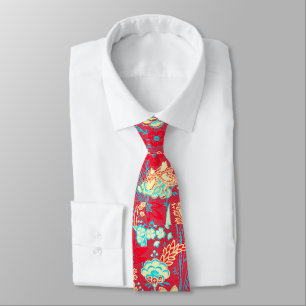 GRAVATA VERMELHO AZUL BRANCO FLORES SILVESTRES TULIPAS, FO